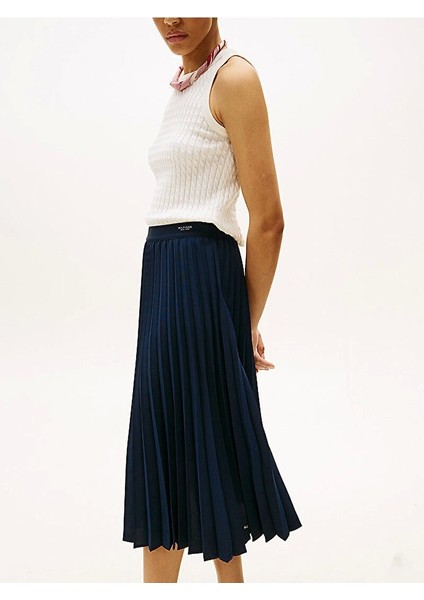 Fluıd Pleated Pull On Mıdı Skırt Kadın Mavi Etek WW0WW43886C1G fiyatları