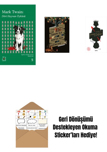 Everest Açıkhava 41 - Dört Hayvan Öyküsü + Adem ile Havva’nın Güncesi + Prens ve Dilenci + Okuma Sticker'ları