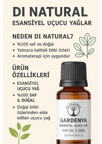 Gardenya Uçucu Yağ Saf Doğal Esans Buhurdanlık Difüzör Oda Esansı 10 ml fırsatları