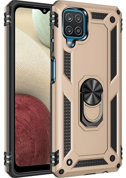 Newface Samsung Galaxy A22 Kılıf Sofya Yüzüklü Silikon Kapak - Gold