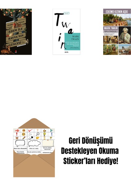 Adem ile Havva’nın Güncesi + Çifte Kavrulmuş Bir Dedektiflik Öyküsü + Eskimo Kızının Aşkı + Okuma Sticker'ları