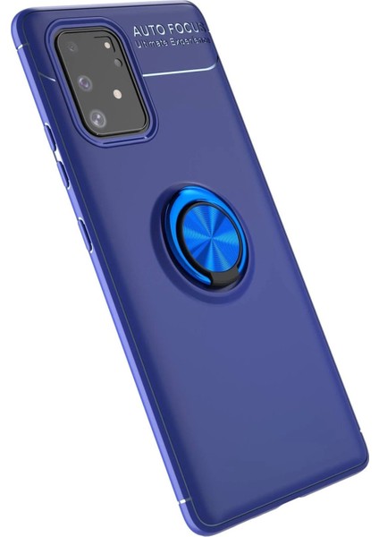 Newface Samsung Galaxy A91 / S10 Lite Kılıf Range Yüzüklü Silikon - Mavi