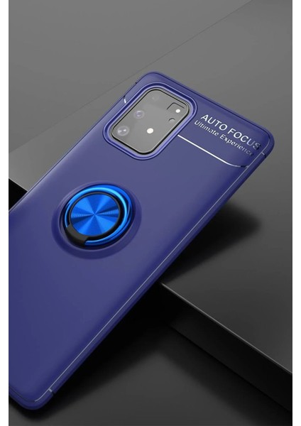 Newface Samsung Galaxy A91 / S10 Lite Kılıf Range Yüzüklü Silikon - Mavi