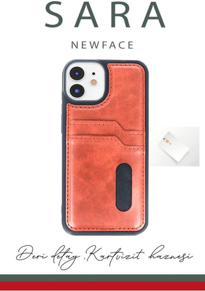 Newface iPhone 11 Kılıf Sara Kartvizitli Deri Kılıf - Siyah