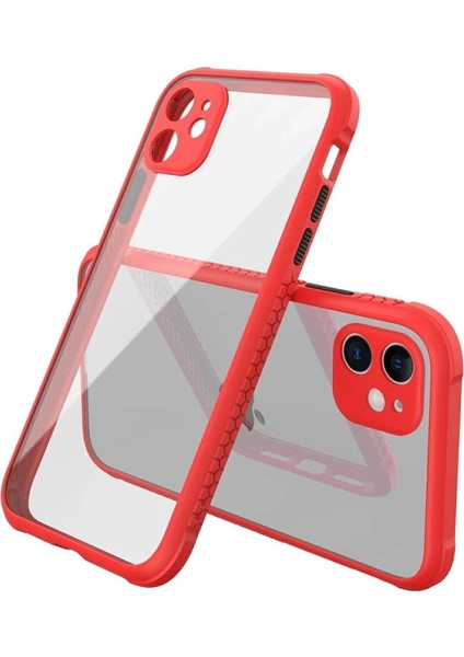 Newface iPhone 12 Mini Kılıf Miami Şeffaf Silikon - Kırmızı