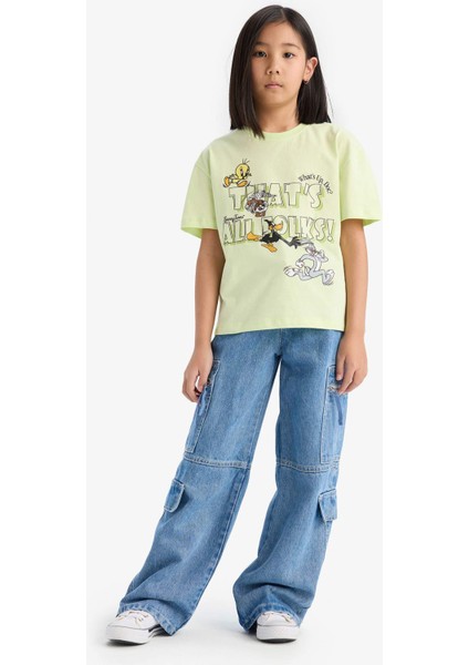 Kız Çocuk Looney Tunes Relax Fit Bisiklet Yaka Kısa Kollu Tişört E0868A825SM fiyatları
