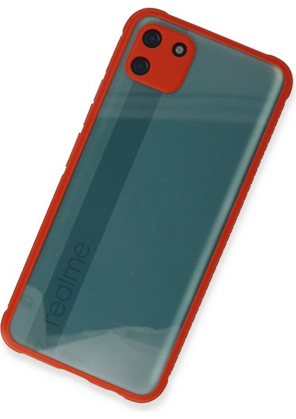 Newface Realme C11 Kılıf Miami Şeffaf Silikon - Kırmızı modelleri