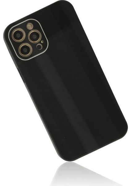 Newface iPhone 12 Pro Max Kılıf Glass Kapak - Siyah