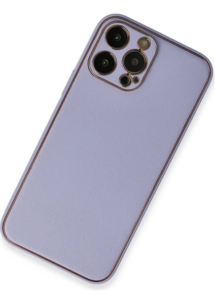 Newface iPhone 13 Pro Max Kılıf Coco Deri Silikon Kapak - Açık Lila