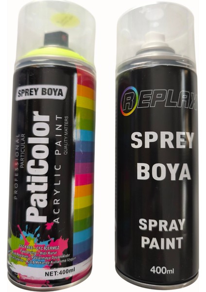 Kaliper Boyası Seti Floresan Sarı 400 Ml. Sprey Boya + Parlak Beyaz Sprey Boya