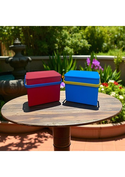 Rainbow 2'li Kırmızı Mavi Kare Kova Piknik Sepeti Meyve Kovası indirimleri