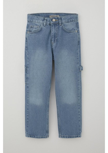 Erkek Çocuk Jean Pantolon Marangoz Model 5-9 Yaş, Açık Mavi fiyatları