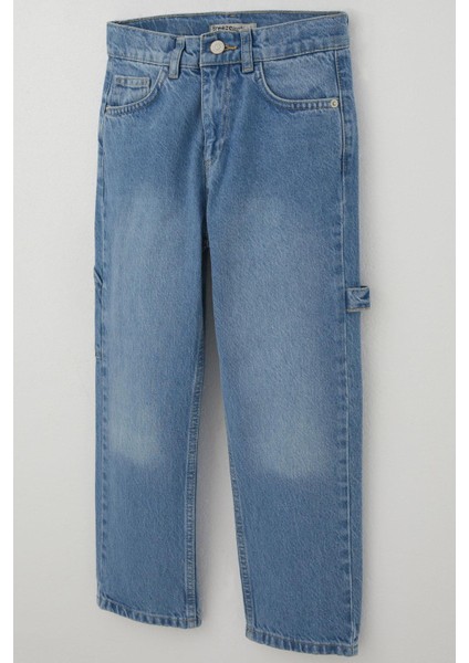 Erkek Çocuk Jean Pantolon Marangoz Model 5-9 Yaş, Açık Mavi modelleri