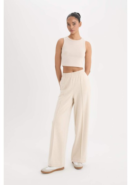 Fit Wide Leg Geniş Paça Çift Cepli Skuba Dalgıç Kumaş Sporcu Eşofman Altı D8316AX25SP modelleri