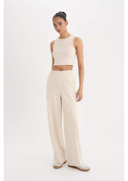 Fit Wide Leg Geniş Paça Çift Cepli Skuba Dalgıç Kumaş Sporcu Eşofman Altı D8316AX25SP fırsatları