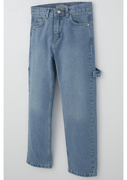 Erkek Çocuk Jean Pantolon Marangoz Model 10-14 Yaş, Açık Mavi
