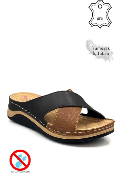 Çapraz Bant Yumuşak ve Hafif Kalın Tabanlı Kadın Terlik Spor Terlik Snake Taba indirimleri