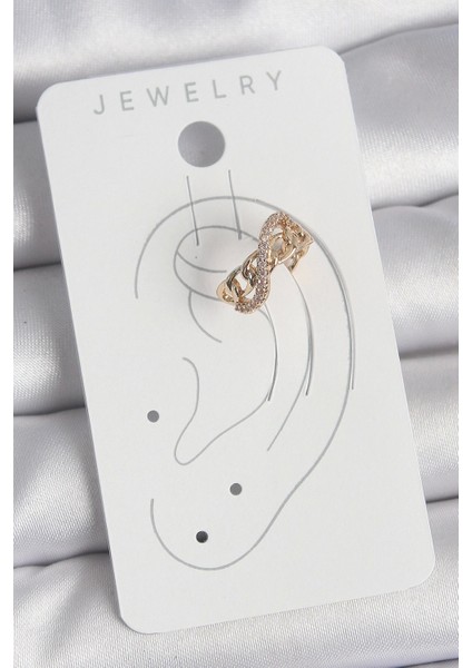 Pirinç Gold Renk Zirkon Taşlı Sonsuzluk Zincir Model Kadın Kıkırdak Küpe fiyatları