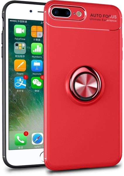 Newface iPhone 7 Plus Kılıf Range Yüzüklü Silikon - Kırmızı