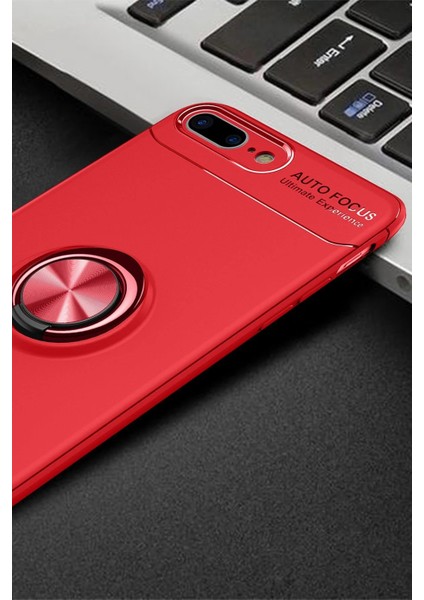 Newface iPhone 7 Plus Kılıf Range Yüzüklü Silikon - Kırmızı