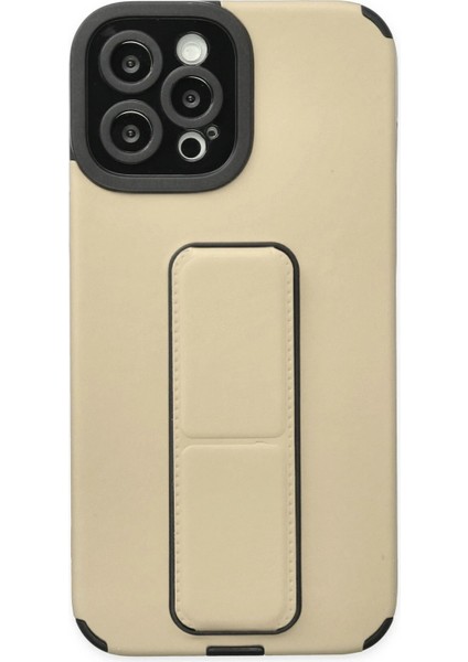 Newface iPhone 12 Pro Max Kılıf Mega Standlı Silikon - Gold