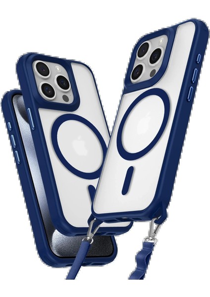 Newface iPhone 15 Pro Max Kılıf Enka Magsafe Silikon Kılıf - Lacivert