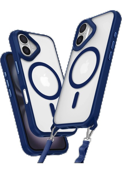 Newface iPhone 16 Plus Kılıf Enka Magsafe Silikon Kılıf - Lacivert