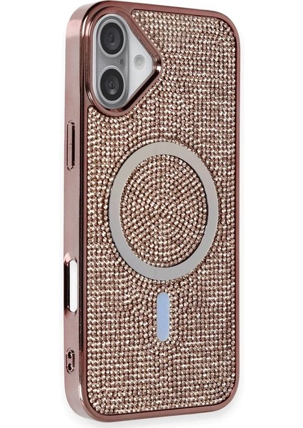 Newface iPhone 16 Plus Kılıf Diamond Magsafe Kapak - Pembe