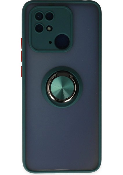 Newface Xiaomi Redmi 10C Kılıf Montreal Yüzüklü Silikon Kapak - Yeşil