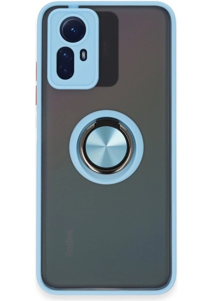 Newface Xiaomi Redmi Note 12S Kılıf Montreal Yüzüklü Silikon Kapak - Buz Mavi