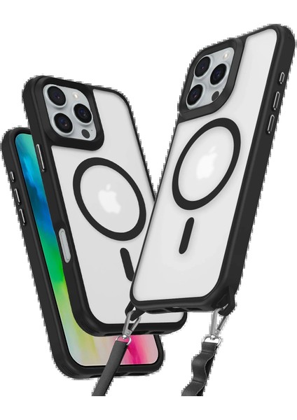 Newface iPhone 16 Pro Max Kılıf Enka Magsafe Silikon Kılıf - Siyah