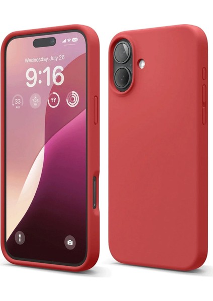 Newface iPhone 16 Plus Kılıf Nano Içi Kadife Silikon - Kırmızı