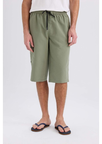Long Fit File Astarlı Uzun Boy Kargo Cep Deniz Şortu E0905AX25HS