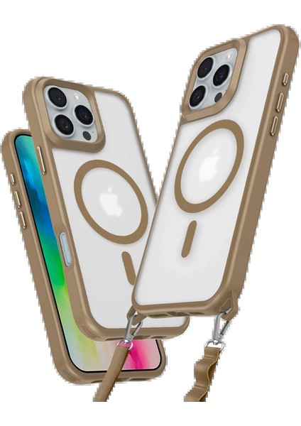 Newface iPhone 16 Pro Kılıf Enka Magsafe Silikon Kılıf - Desert