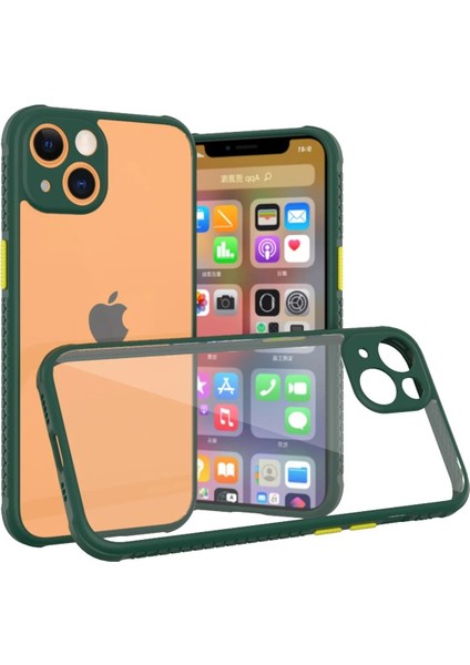 Newface iPhone 13 Mini Kılıf Miami Şeffaf Silikon - Koyu Yeşil
