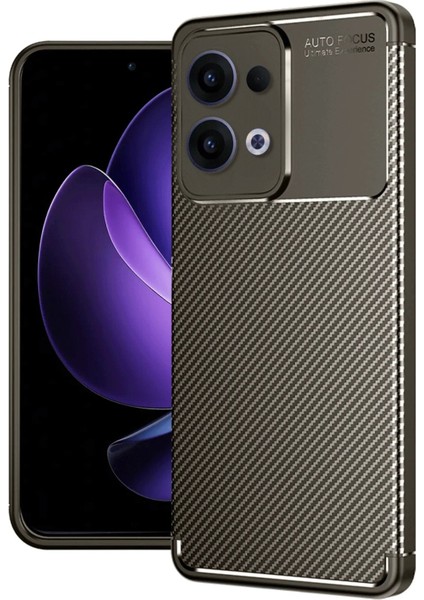 Newface Oppo Reno 13 Pro Kılıf Auto Focus Karbon Kapak - Kahverengi