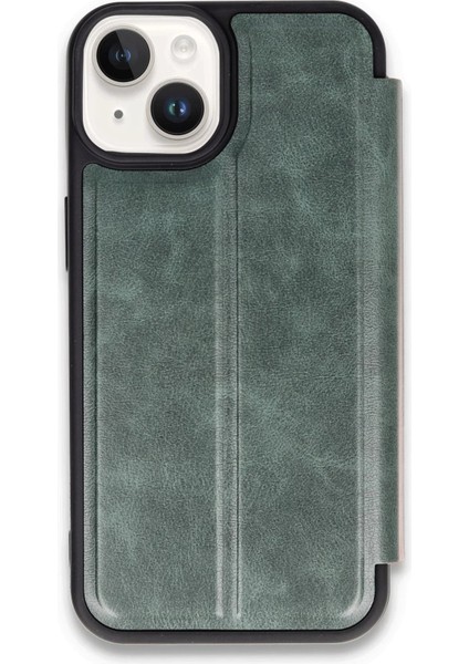 Newface iPhone 14 Kılıf Flip Cover - Koyu Yeşil