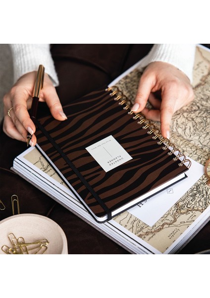 Spiralli Süresiz Planlayıcı Ajanda Kahverengi Zebra- 15X21