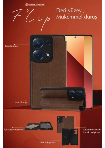 Newface Samsung Galaxy A36 Kılıf Flip Cover - Taba