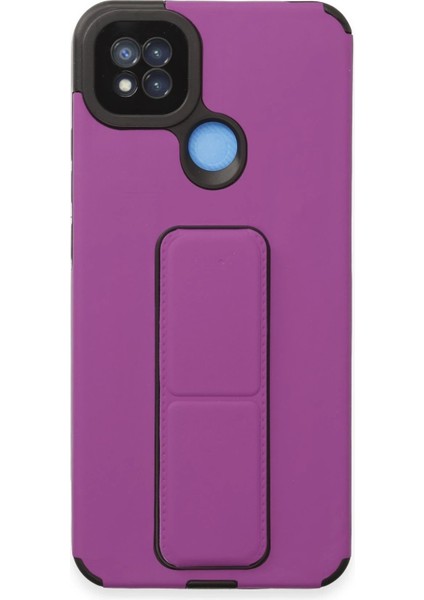 Newface Xiaomi Redmi 9c Kılıf Mega Standlı Silikon - Mor