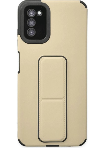 Newface Samsung Galaxy A03S Kılıf Mega Standlı Silikon - Gold