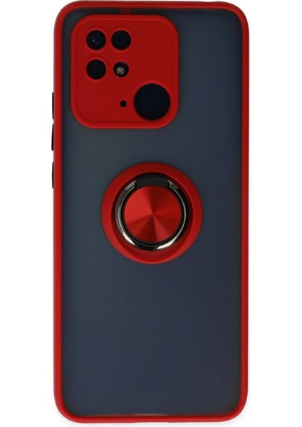 Newface Xiaomi Redmi 10C Kılıf Montreal Yüzüklü Silikon Kapak - Kırmızı
