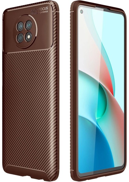 Newface Xiaomi Redmi Note 9 5g Kılıf Auto Focus Karbon Kapak - Kahverengi