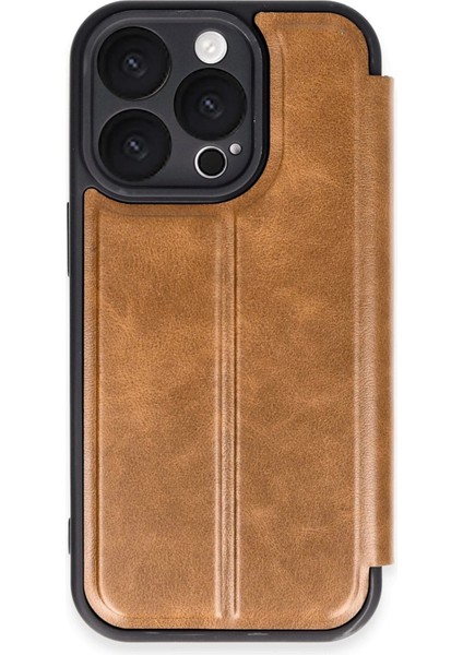 Newface iPhone 16 Pro Max Kılıf Flip Cover - Taba