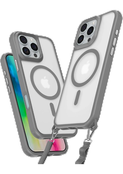 Newface iPhone 16 Pro Kılıf Enka Magsafe Silikon Kılıf - Titan Gri