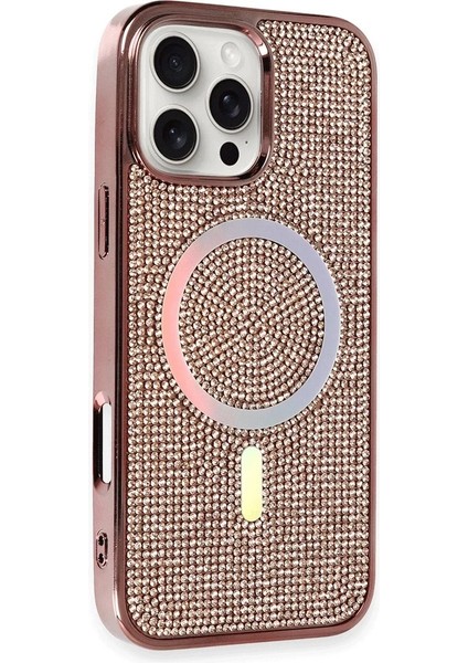 Newface iPhone 16 Pro Kılıf Diamond Magsafe Kapak - Pembe
