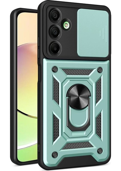Newface Samsung Galaxy A16 5g Kılıf Pars Lens Yüzüklü Silikon - Yeşil