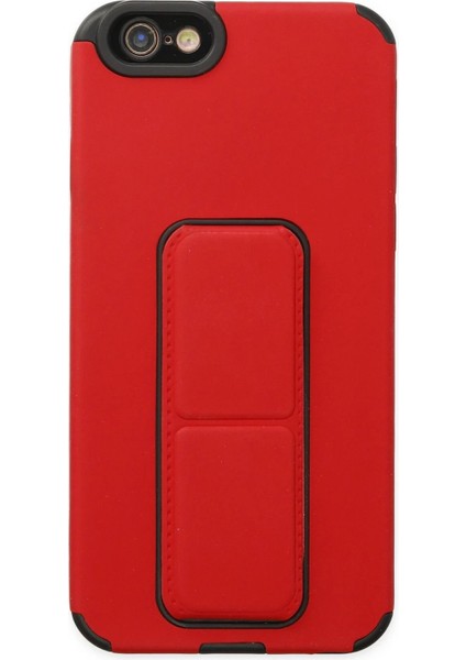 Newface iPhone 6 Kılıf Mega Standlı Silikon - Kırmızı