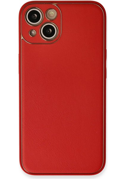 Newface iPhone 13 Kılıf Coco Deri Silikon Kapak - Kırmızı
