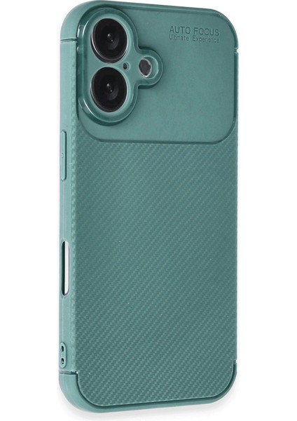 Newface iPhone 16 Plus Kılıf Auto Focus Karbon Kapak - Koyu Yeşil